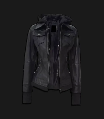 Black-Bomber-Leather-Jacket-for-Women-Front