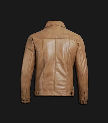Mens-Camel-Brown-Trucker-Jacket-Back