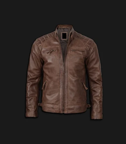 Mens-Chocolate-Brown-Biker-Leather-Jacket-Front