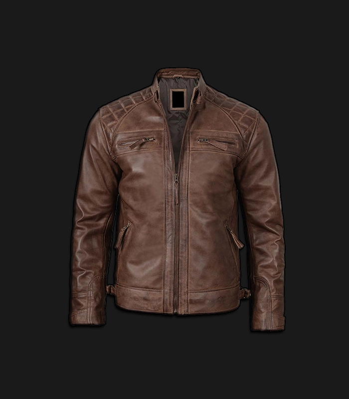 Mens-Chocolate-Brown-Biker-Leather-Jacket-Front
