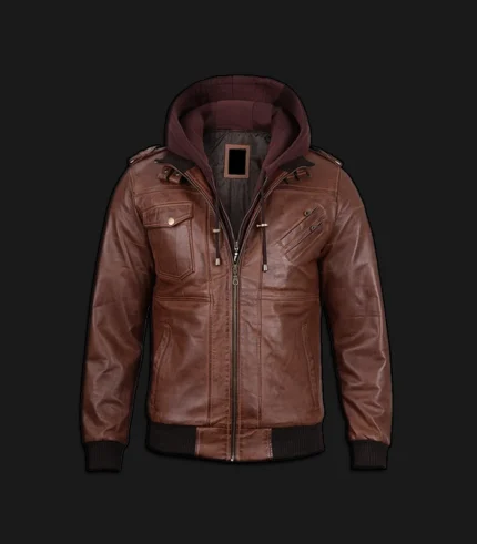 Mens-Cognac-Leather-Bomber-Jacket-Front