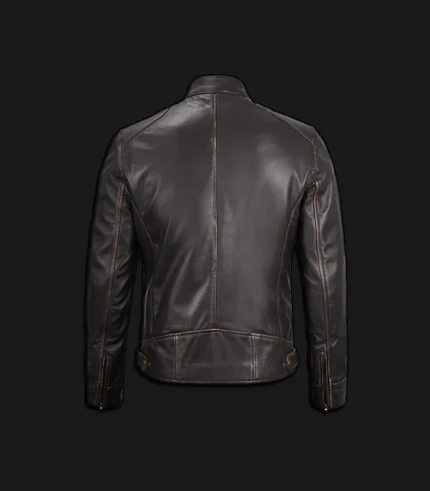 Mens-Distressed-Brown-Leather-Cafe-Racer-Jacket-Back