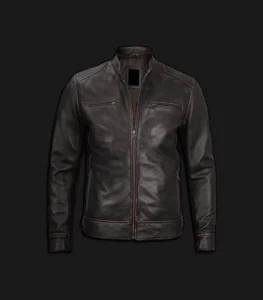 Mens-Distressed-Brown-Leather-Cafe-Racer-Jacket-Front