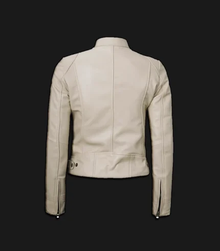 Womens-Beige-Cafe-Racer-Leather-Jacket-Back