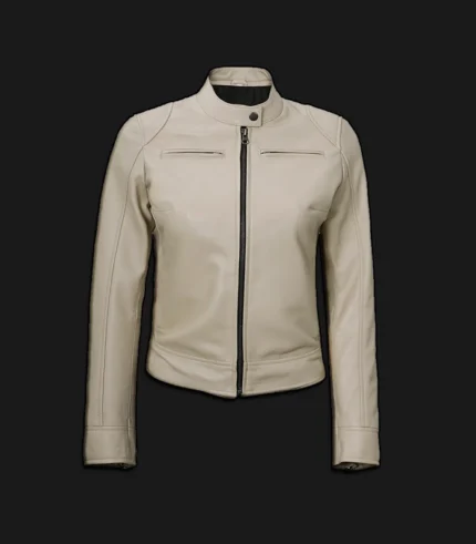 Womens-Beige-Cafe-Racer-Leather-Jacket-Front
