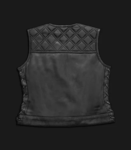 Womens-Black-Quilted-Leather-Vest-Back