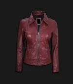 Womens-Burgundy-Leather-Jacket-Front