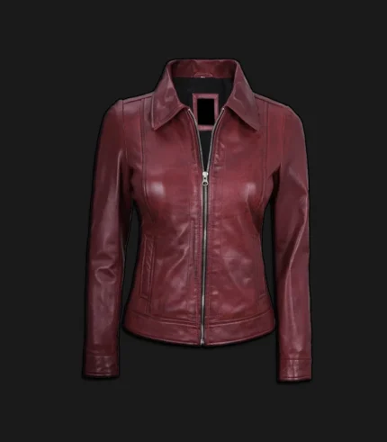 Womens-Burgundy-Leather-Jacket-Front