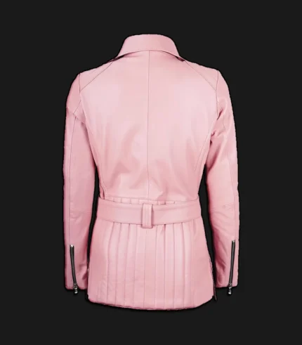 Womens-Pink-Asymmetrical-Leather-Jacket-BAck