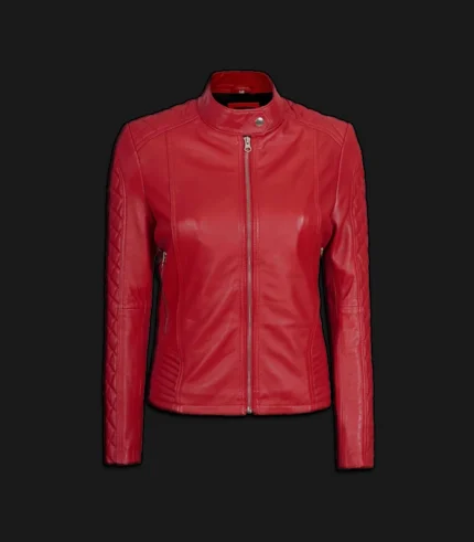 Womens-Red-Quilted-Cafe-Racer-Jacket-Front
