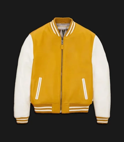 Unisex Yellow and White Varsity Jacket