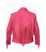 Jason Momoa Pink Leather Fringe Jacket