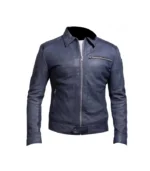 Aaron Paul Need For Speed Blue Leather Jacket